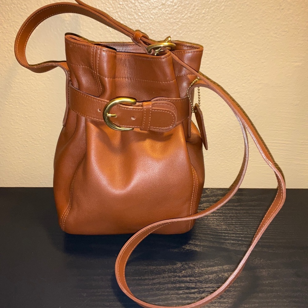 Vintage Coach SoHo Belted Pouch Bag british tan leather crossbody bag